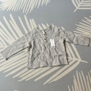 Quincy Mae Zion shirt in basil stripe, size 18-24m